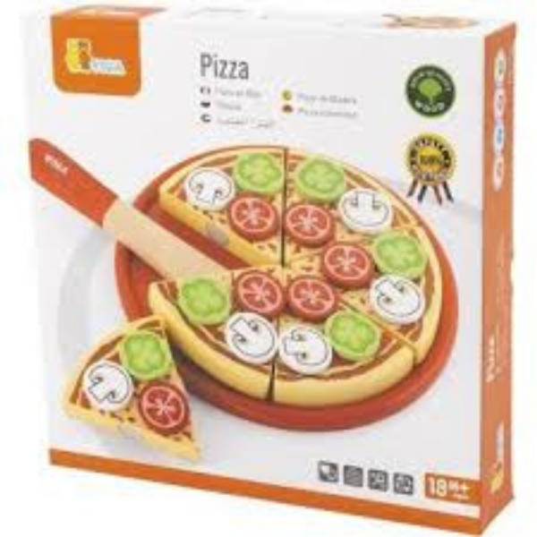Wooden Pizza with Toppings