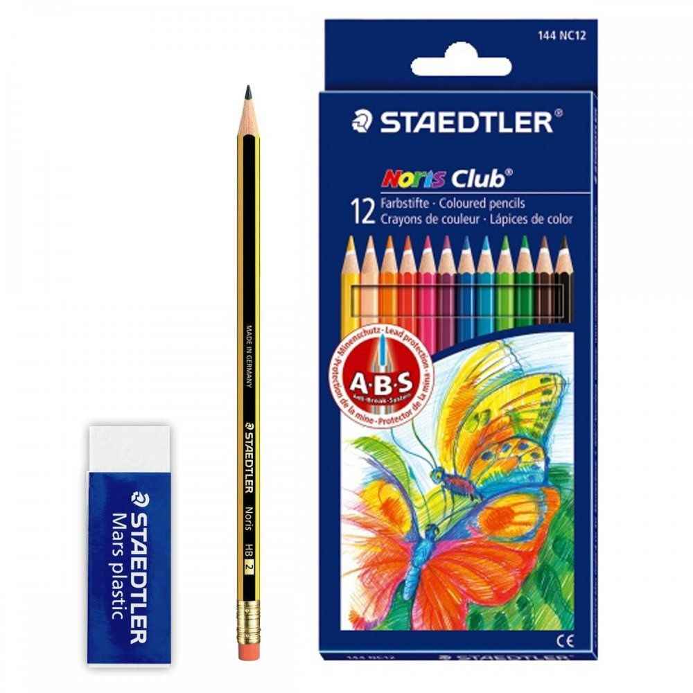 Pencil crayons stadlether with mini eraser